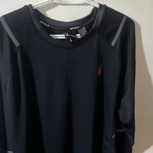 Spyder Men's Navy Long Sleeve Shirt with Red Logo